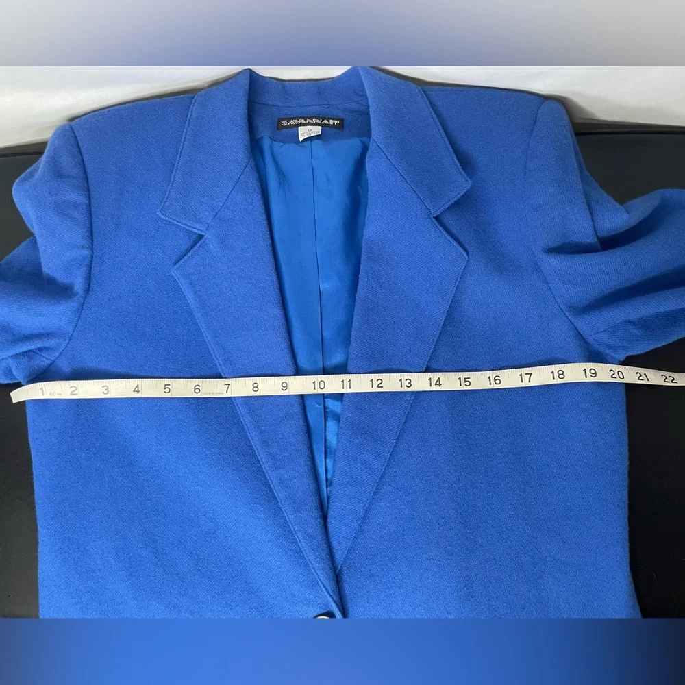 Savannah Wool Royal Blue One Button Blazer Sz 12 - Picture 4 of 10